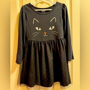 EUC Carters Black LS Tulle Cat Dress size 4T
